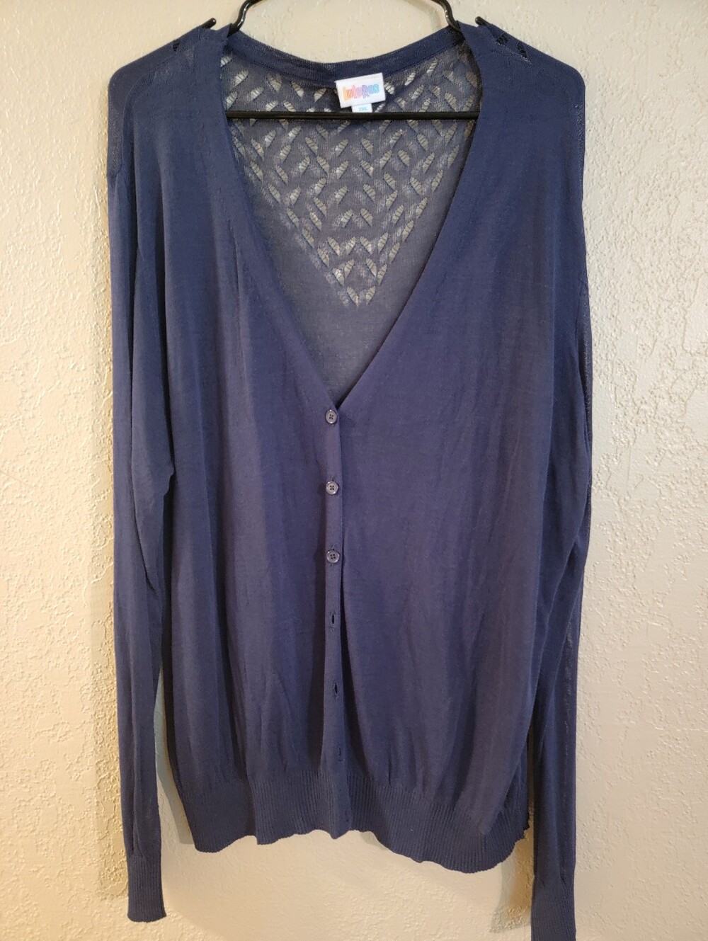 LuLaRoe Women's Navy V-Neck Button "Cheryl" Cardigan